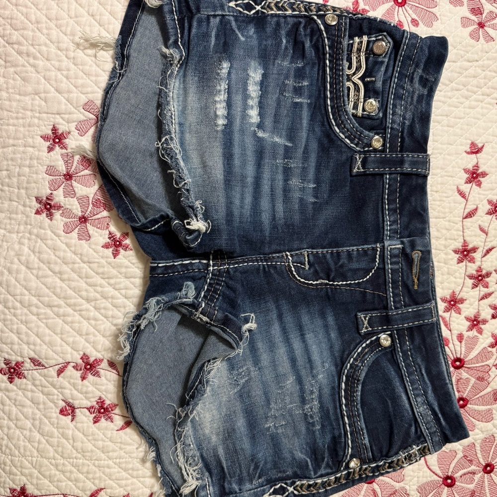 Rock Revival Distressed Blue Jean Shorts